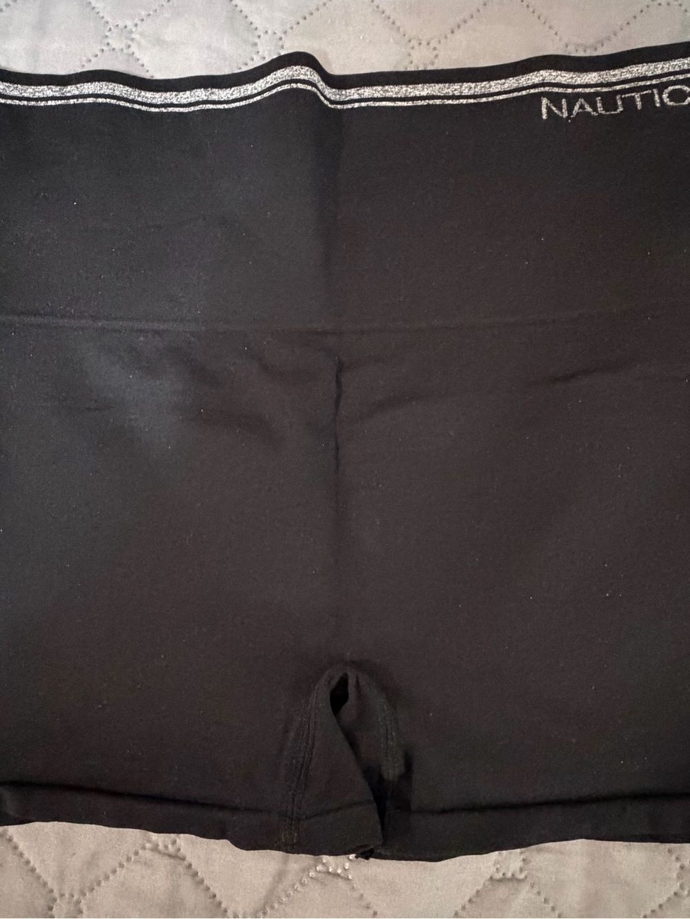 Brand new Nautica Black Girls' Stretch Bike Shorts with Silver Waist Stripe